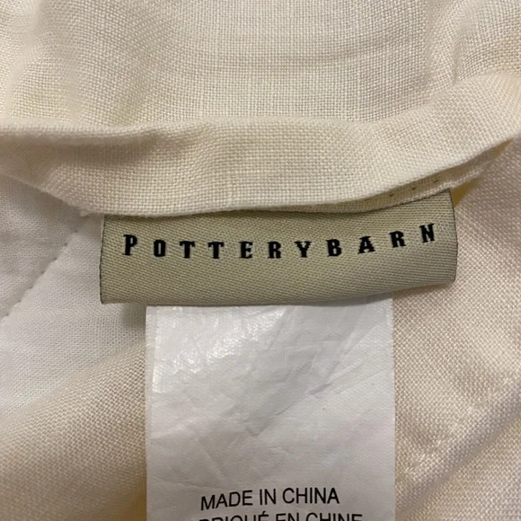 Pottery Barn Belgian Flax Linen Diamond Quilted Euro Shams - Classic Ivory - Picture 8 of 14